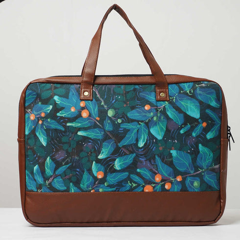 Leaf's Printed Canvas & PU Laptop Bag Fit 15.6 Inch Laptop