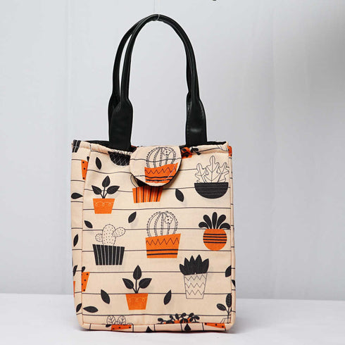 Leaf's Printed Lunch Bag With Handle