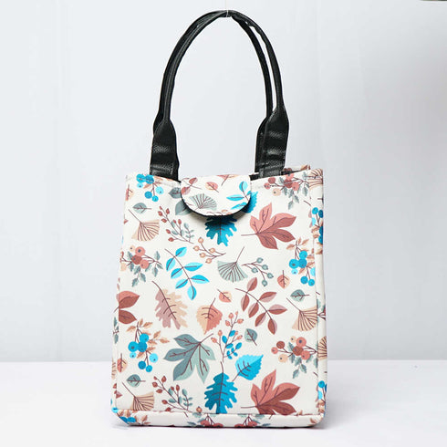 Leafs Printed Lunch Bag With Handle
