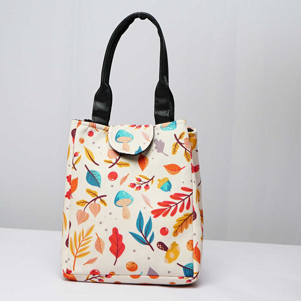 Leafs Printed Lunch Bag With Handle