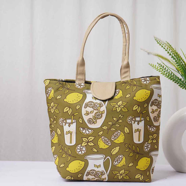 Lemon Printed Lunch Bag With Handle - Uncommongifts.in