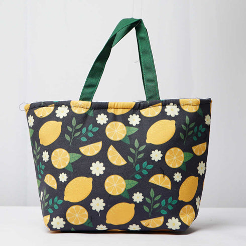 Lemon Printed Lunch Bag With Handle