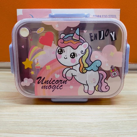 Personalized Unicorn Steel Compartment Lunch Box for Kids
