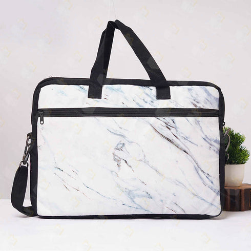 Marble Printed Canvas Laptop Bag - 15.6 inch