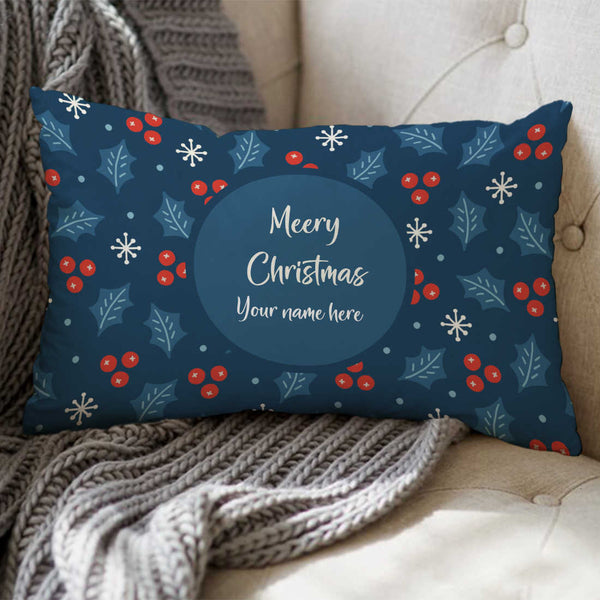 Personalized Printed Merry Christmas Pillow - Uncommongifts.in