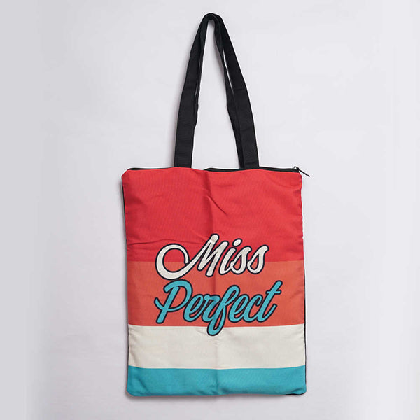 Miss Perfect Printed Tote Bag