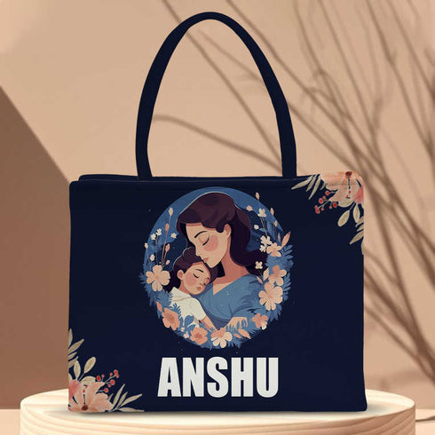 Mother's Day Personalized Blue Printed Box Bag