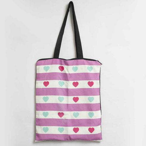 Multi Heart Printed Tote Bag
