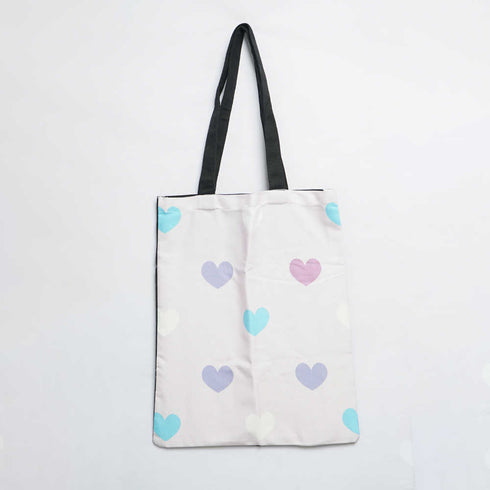 Multi Hearts Printed Tote Bag
