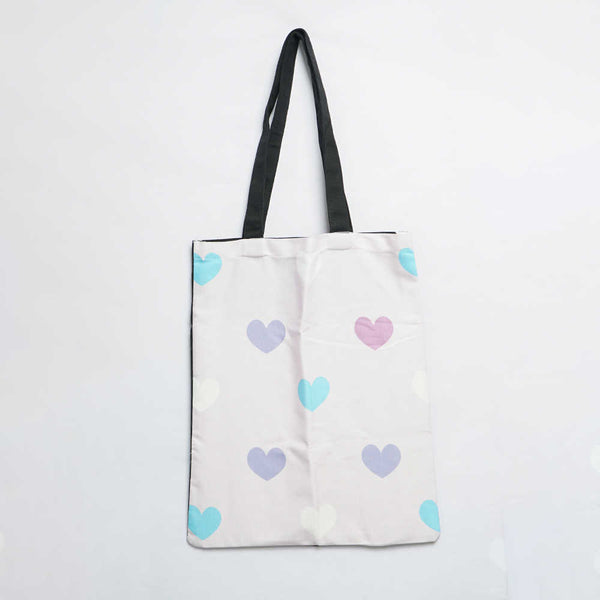 Multi Hearts Printed Tote Bag