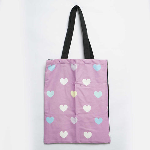 Multi Hearts Printed Tote Bag