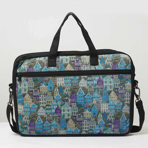 Multi Houses Printed Canvas Laptop Bag - 15.6 inch