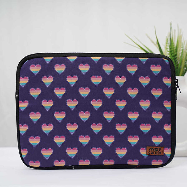 Multicolor Hearts Printed Laptop Sleeve/Cover 13 inch