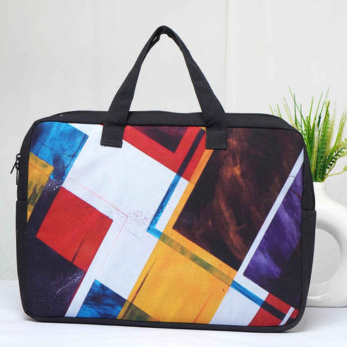 Multicolor Printed Canvas Laptop Bag