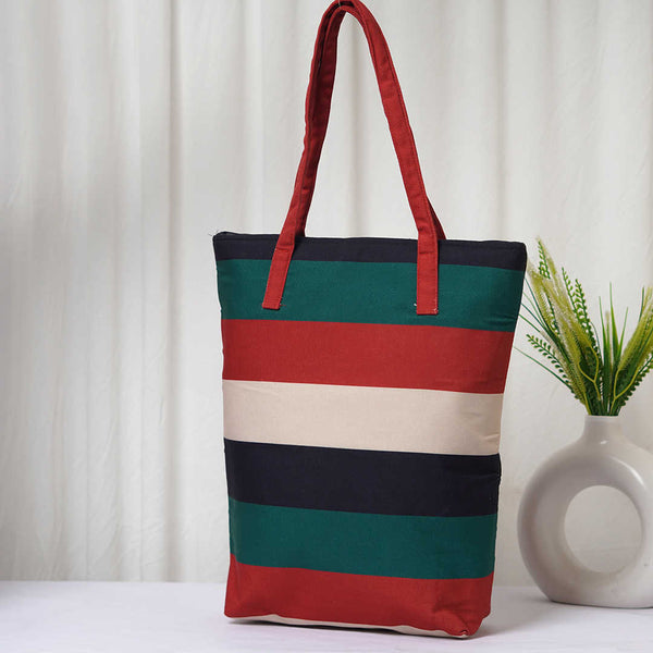 Multicolor Strap Printed Oversized Shopper Tote Bag - Uncommongifts.in