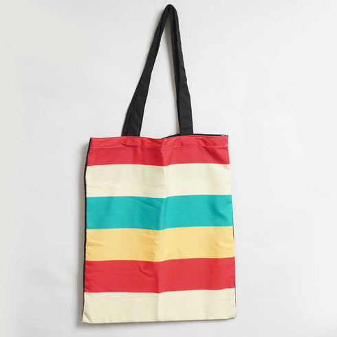 Multicolor Line Printed Tote Bag