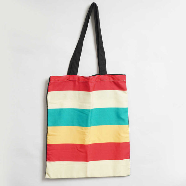 Multicolor Line Printed Tote Bag