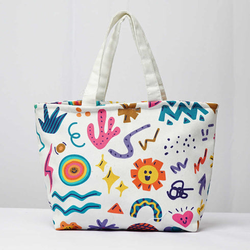 Multicolor Printed Lunch Bag With Handle