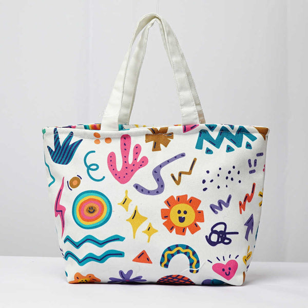 Multicolor Printed Lunch Bag With Handle