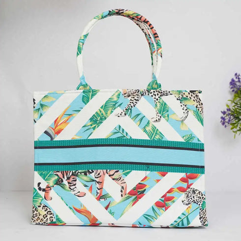 Multicolour Tiger Printed Customised Box Tote Bag