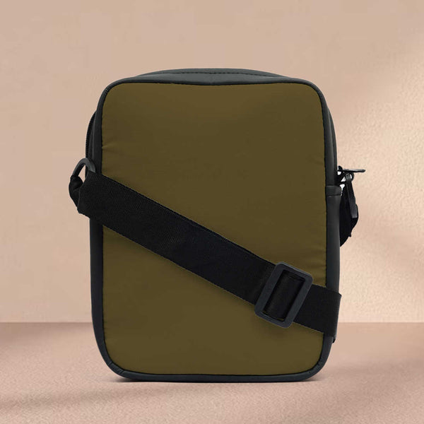 Olive Green Print Personalised Men Sling Bag - Uncommongifts.in