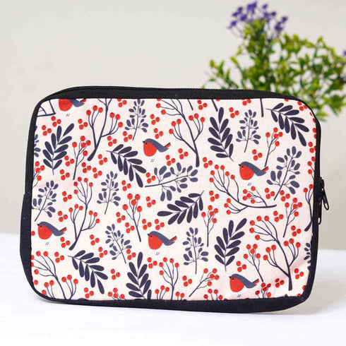 Orange Birds Printed Laptop Sleeve/Cover 11 inch