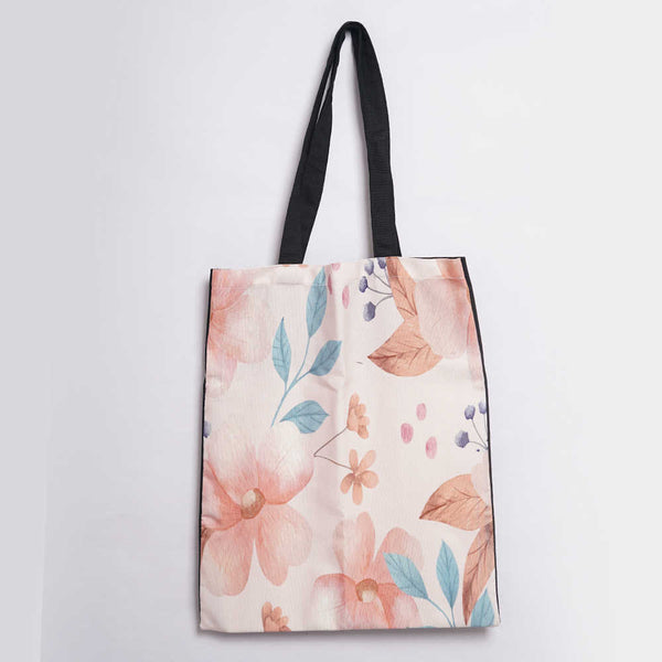 Orange Flower Printed Tote Bag