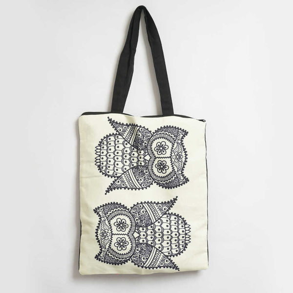 Owl Design Printed Tote Bag