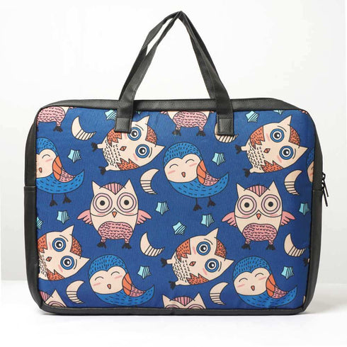 Owls Printed Canvas & PU Laptop Bag Fit 15.6 Inch Laptop