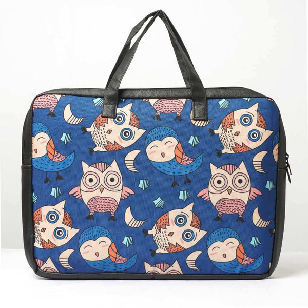 Owls Printed Canvas & PU Laptop Bag Fit 15.6 Inch Laptop