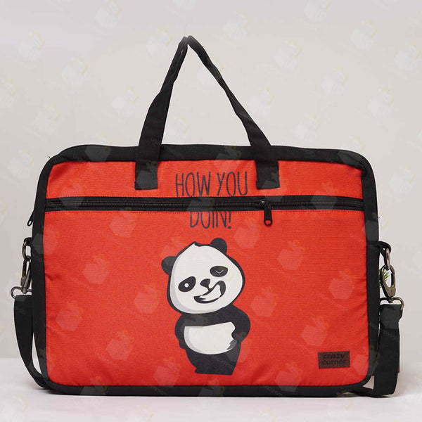 Panda Printed Canvas Laptop Bag - 15.6 inch