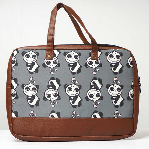 Panda Printed Canvas & PU Laptop Bag Fit 15.6 Inch Laptop