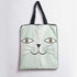 Pastel Green Cat Printed Tote Bag