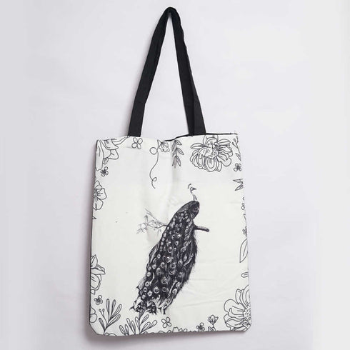 Peacock Printed Tote Bag
