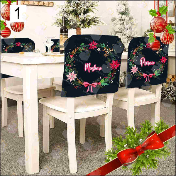 Personalised Christmas Velvet Chair Cover - Set of 4