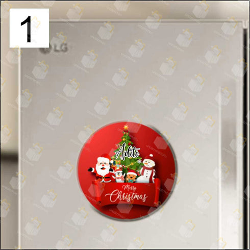 Personalised Merry Christmas Round Fridge Magnet