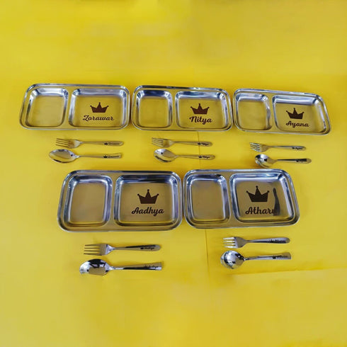 Personalised 2 in 1 Thali Set Stainless Steel Material