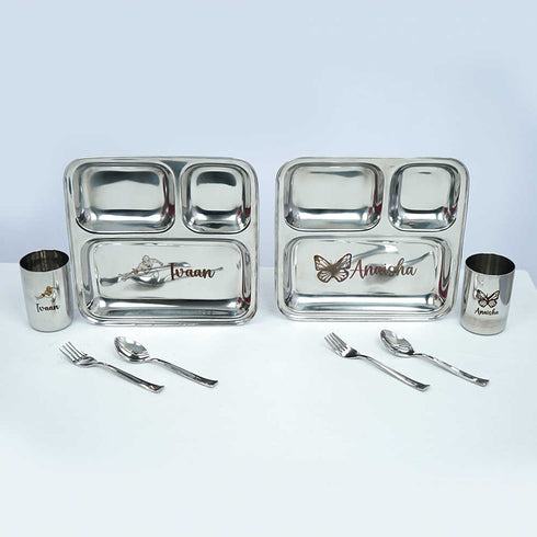 Personalised 3 in 1 Thali Set Stainless Steel Material
