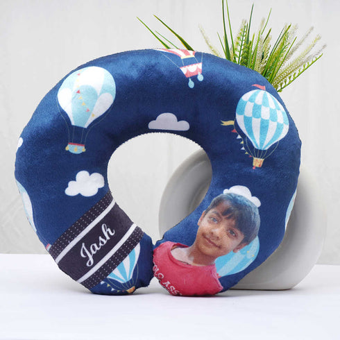 Personalised Air Balloon Photo Printed Kids Neck Pillow