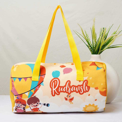 Personalised Air Balloon Printed Kids Duffle Bag