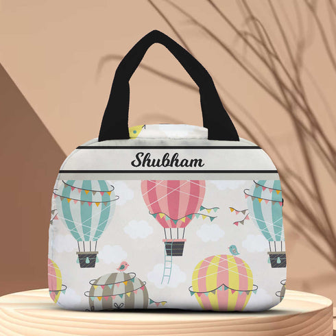 Personalised Air Balloon Printed Kids Lunch Bag With Handle