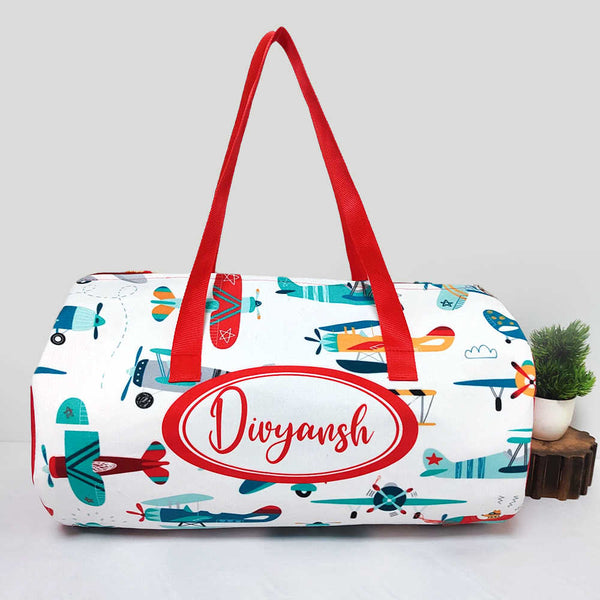 Personalised Airplane Printed Kids Large Swimming Duffle Bag
