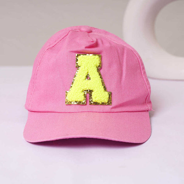 Personalised A Alphabet Kids Cap/Hat - Pink