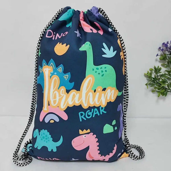 Personalised Animal Printed Drawstring Bag for Kids