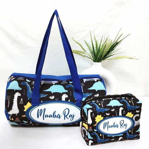 Personalised Animals Duffle Bag & Box Pouch Kids Combo