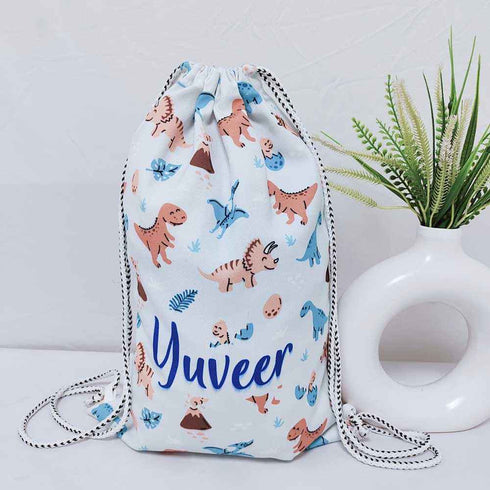 Personalised Animals Printed Kids Drawstring Bag