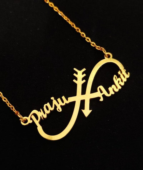 Personalised Arrow Infinity Name Pendant - Uncommongifts.in
