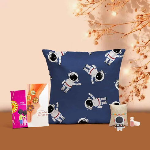 Personalised Cricket Cushion & Rakhi Combo for Kids