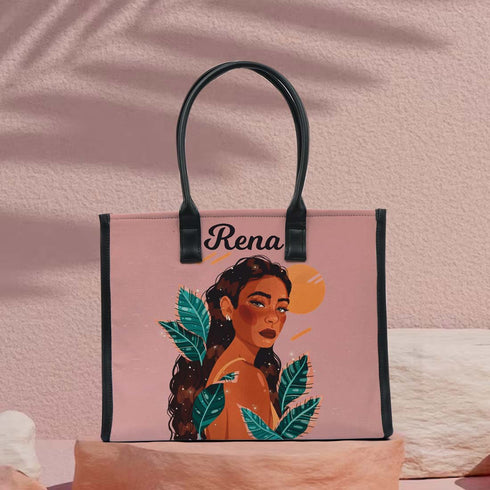 Personalised Beautiful Girl Printed Box Tote Bag