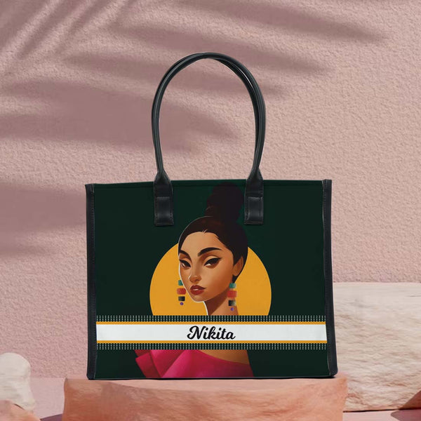 Personalised Beautiful Girl Printed Box Tote Bag - Uncommongifts.in